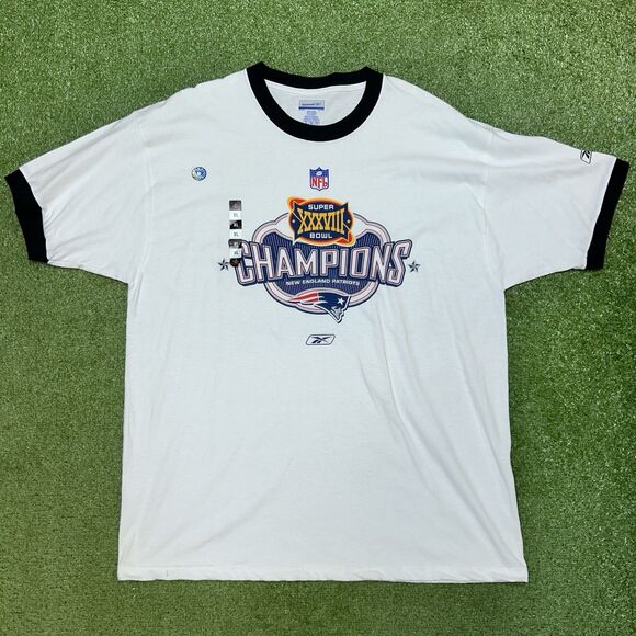 VINTAGE REEBOK NFL NEW ENGLAND PATRIOTS SUPER BOWL XXXVI CHAMPS T-SHIRT XL NWOT - Picture 1 of 6